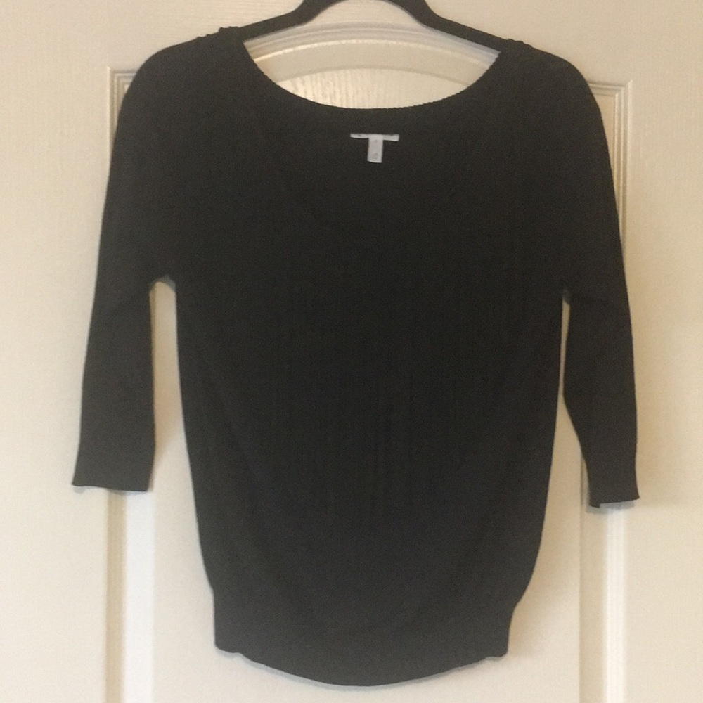 Black top with fringe neckline